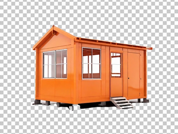 PSD orange construction site cabin on white background