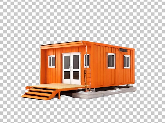 PSD orange construction site cabin on white background