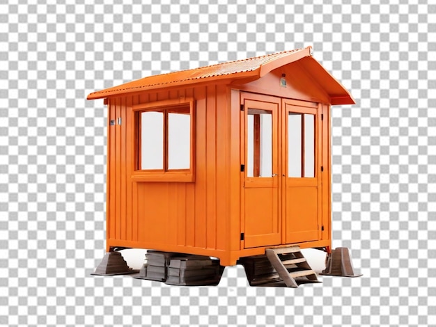 PSD orange construction site cabin on white background