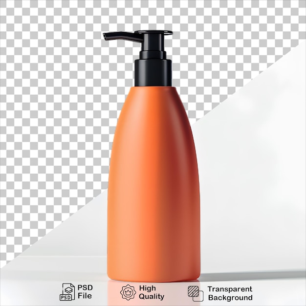 PSD orange cosmetic bottle on transparent background