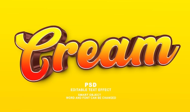 Orange Cream 3d editable photoshop text effect style with premium background