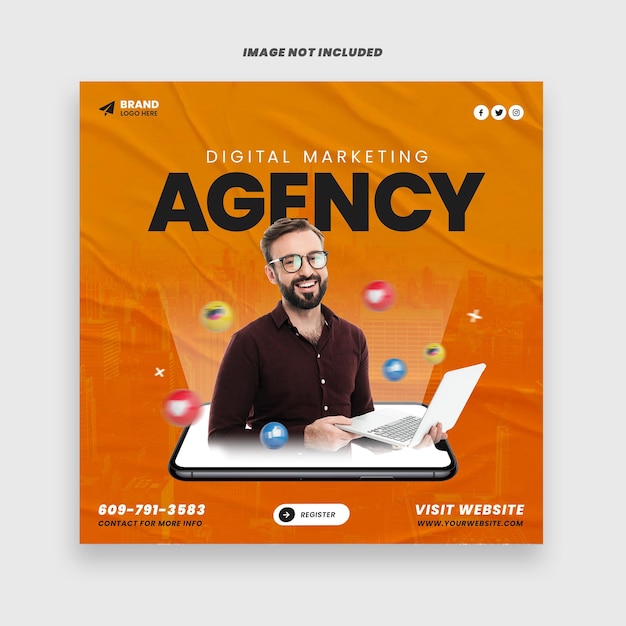 Orange Digital Marketing Agency Instagram Post Template