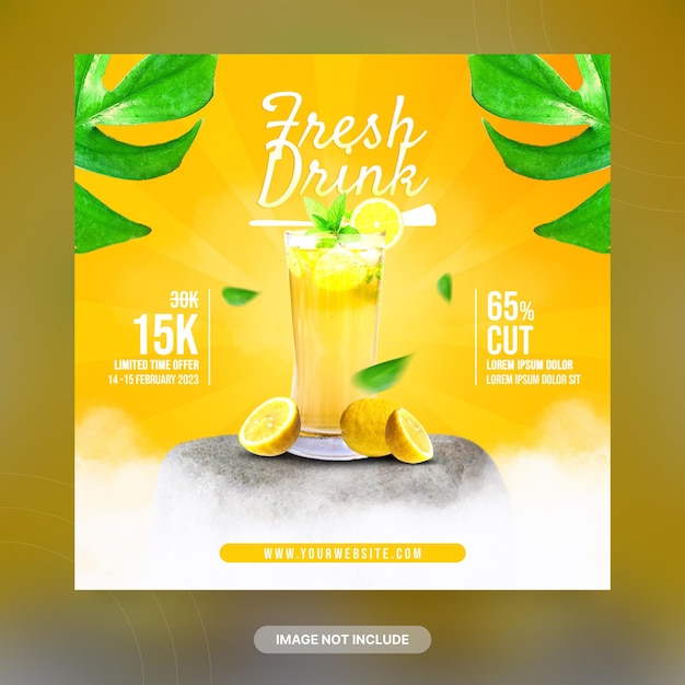 PSD orange drink social media post banner template