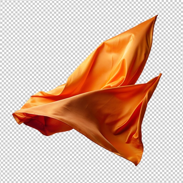 orange flying fabric silk on transparent background