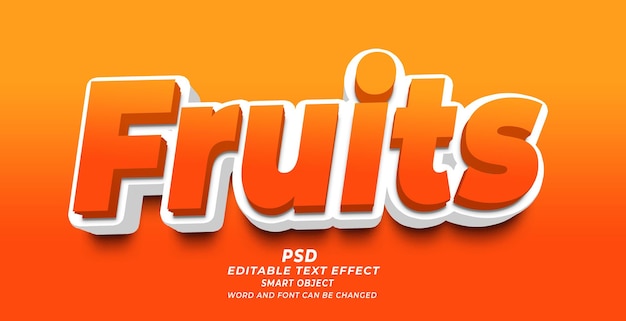 Orange fruits 3d editable text PSD photoshop template