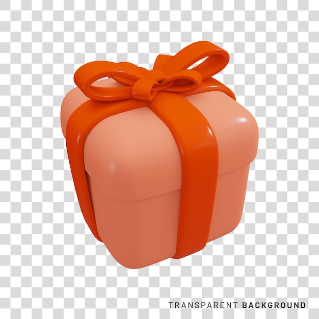 Orange gift box icon. 3D Rendering