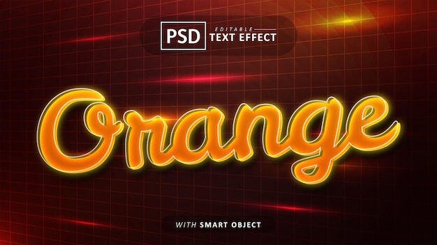 Orange glow neon style text effect