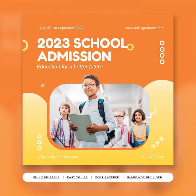 Orange Gradient Cheerful School Admission Instagram Post Template