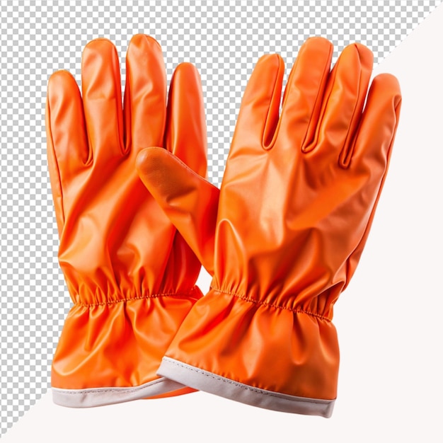 orange Hands wearing surgical gloves