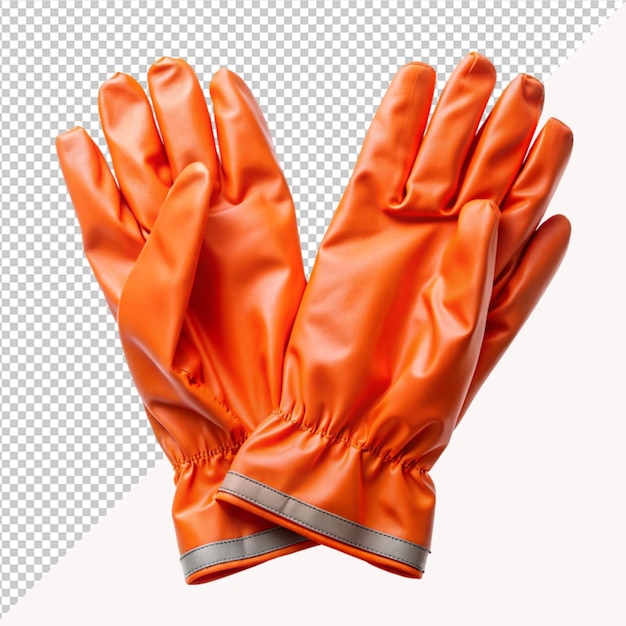 orange Hands wearing surgical gloves