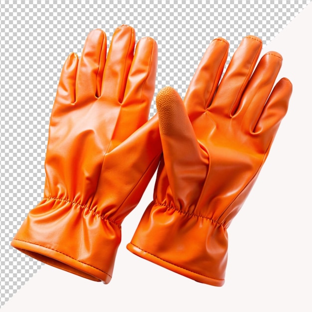 orange Hands wearing surgical gloves