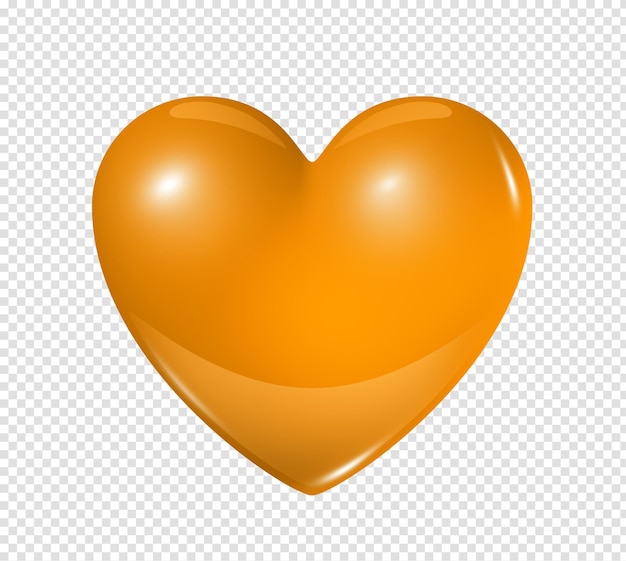 Orange Heart isolated on transparent background