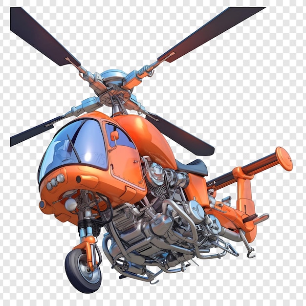 PSD orange helicopter 3d render