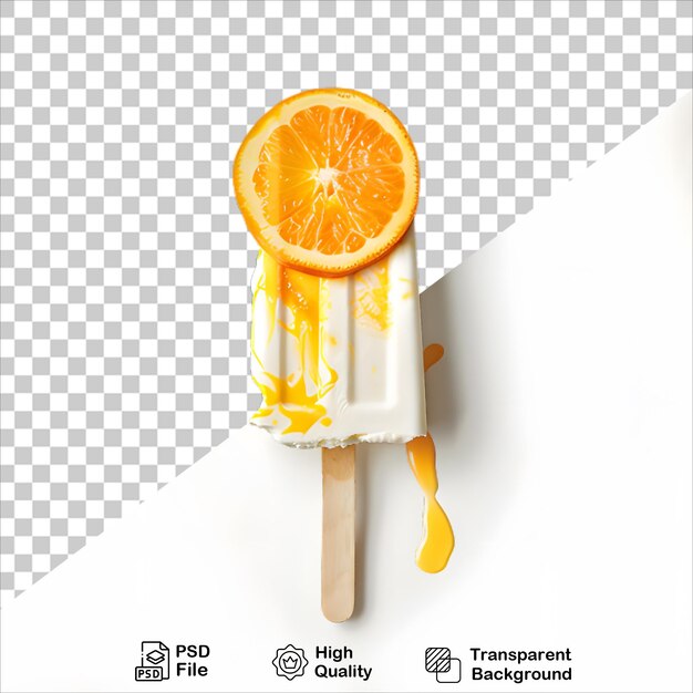 PSD orange ice cream stick with transparent background