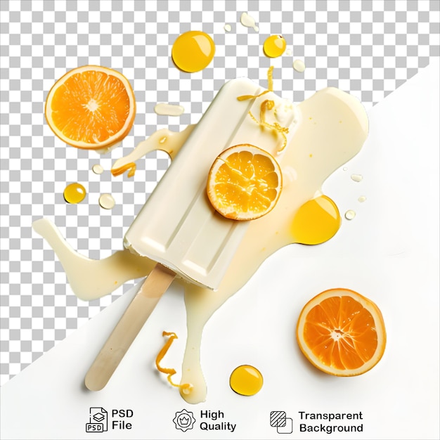 PSD orange ice cream stick with transparent background