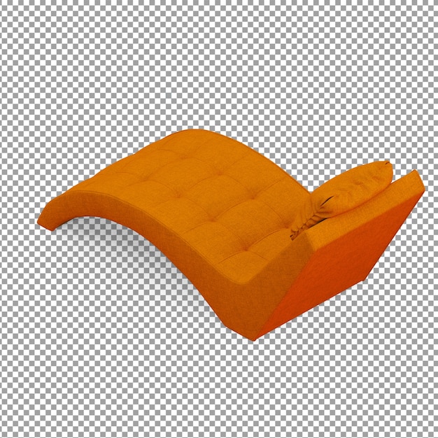 Orange isometric curved couch