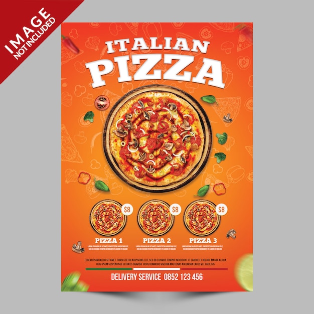 Orange Italian Pizza Poster Template