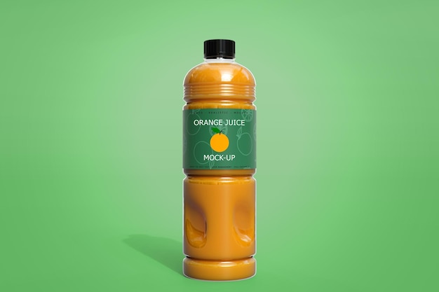 Orange juice bottle 3d render mockup design publish