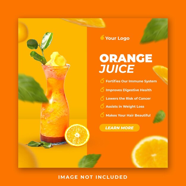 PSD orange juice drink menu social media post template