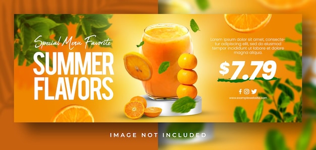 Orange juice fresh drink special menu favorite for promotion facebook cover banner template