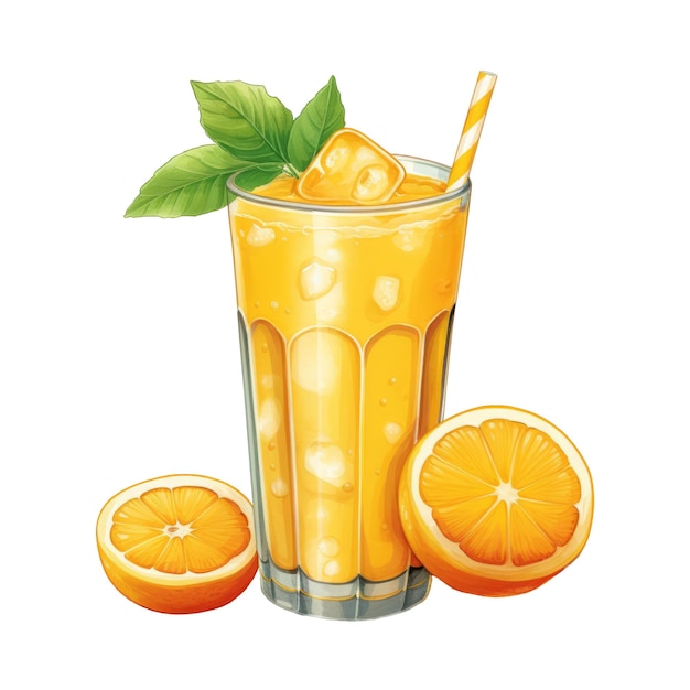 orange juice Isolated Detailed Watercolor Hand Drawn Painting Illustration