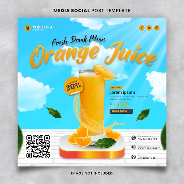 Orange Juice Media Social Template Square With Sky Background