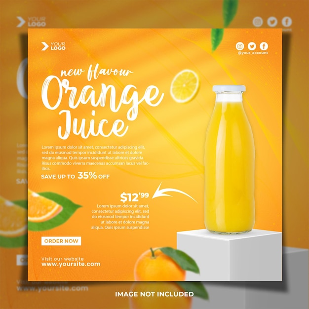 Orange Juice Menu Instagram PostTemplate