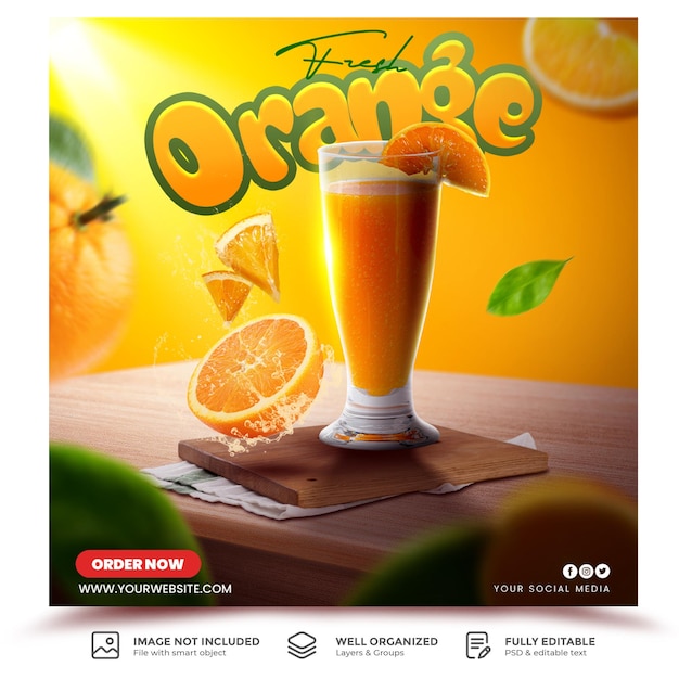 Orange juice menu retaurnt drink promotion design template