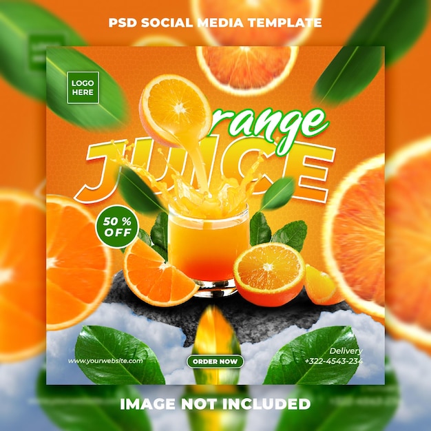 Orange juice social media template