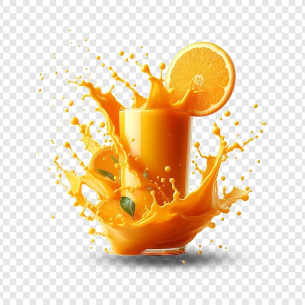 Orange Juice splash isolated on transparent background