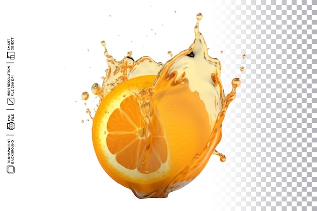 An orange juice splashing into a splash of orange juice