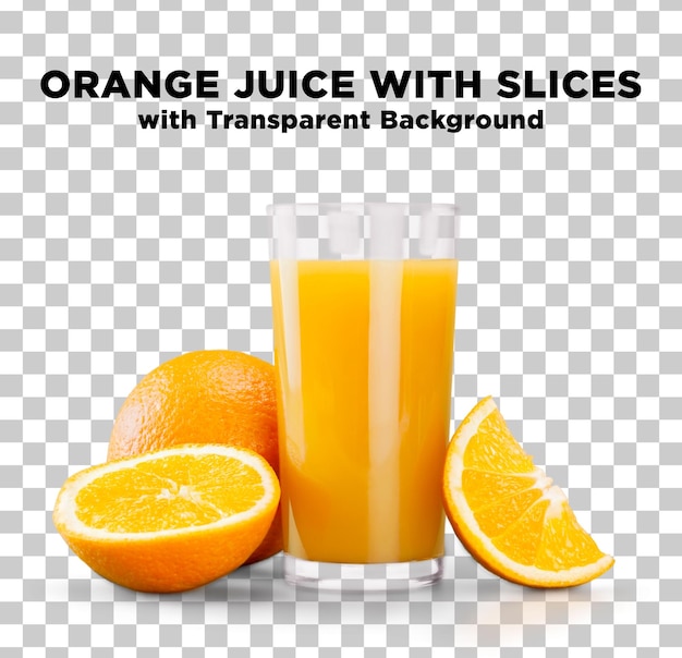 Orange Juice with Slices Photo with Transparent Background PSD