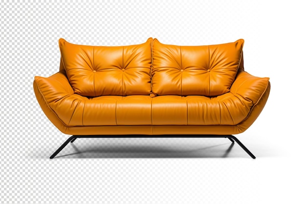 Orange leather sofa on transparent background PSD