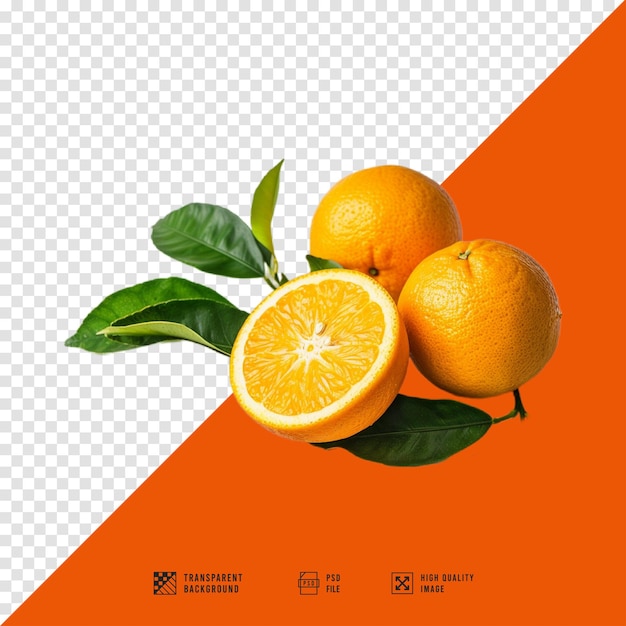 an orange and a lemon on a transparent background