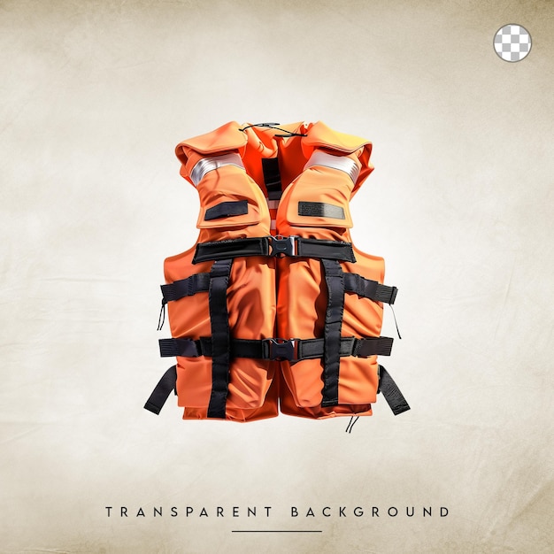 Orange Life Jacket isolated on transparent background