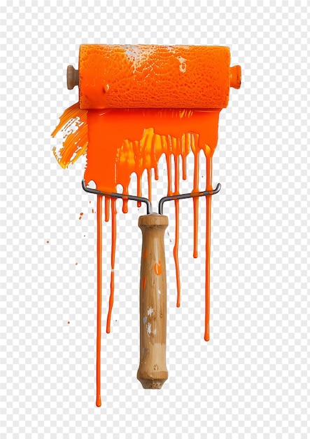 PSD orange paint roller realistic