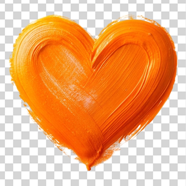 PSD orange painted heart isolated on transparent background