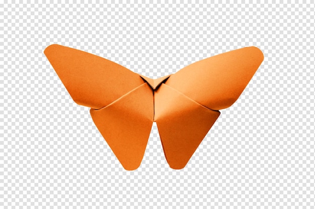 Orange paper butterfly origami isolated on a white background