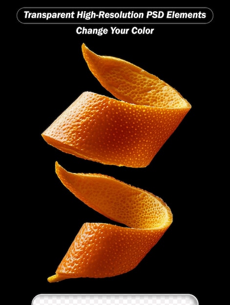 PSD orange peel isolated on black background