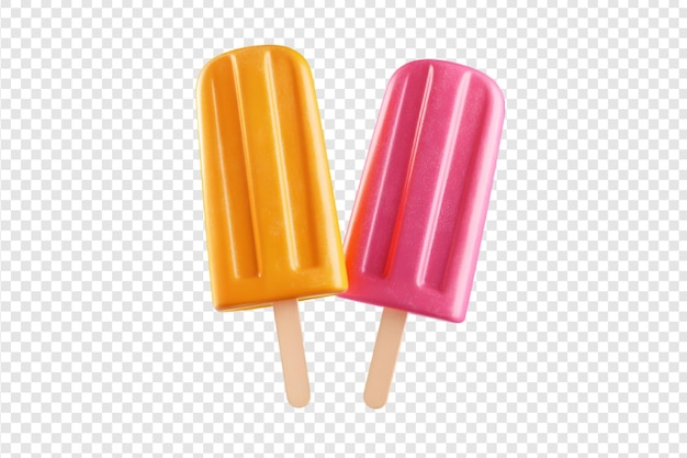 PSD orange and pink popsicles ice cream isolated on a transparent background