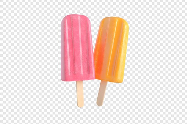 PSD orange and pink popsicles ice cream isolated on a transparent background