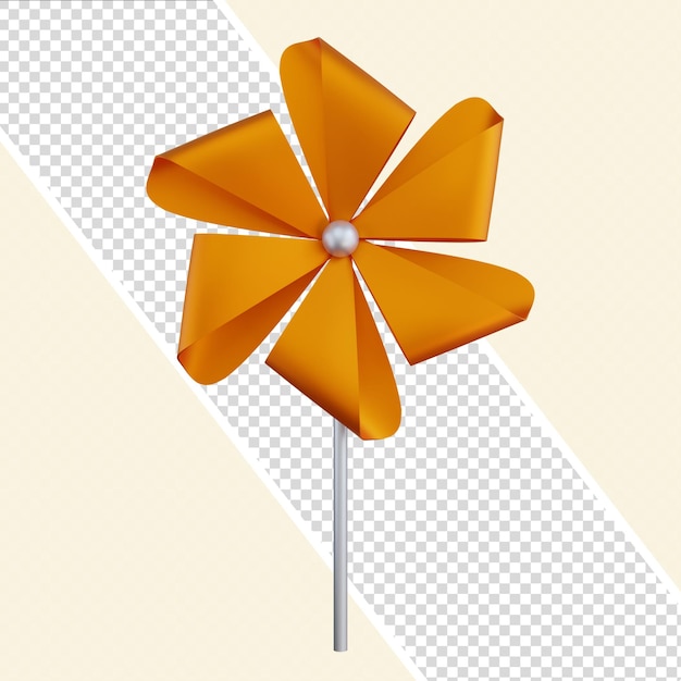 Orange Pinwheel Isolated 3D Render Illustration