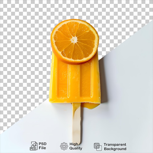 PSD orange popsicle stick with clear background