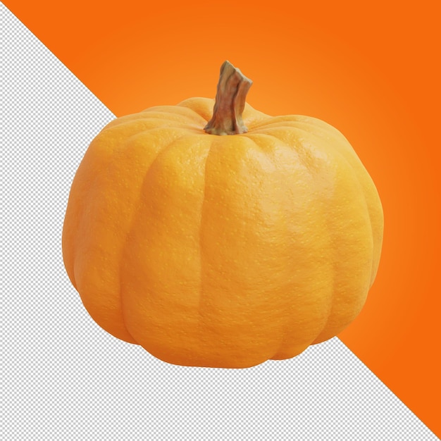 Orange pumpkin on transparent background Pumpkin Halloween Autumn mood Farm natural vegetables Isolate Pumpkin icon 3d illustration 3d rendering