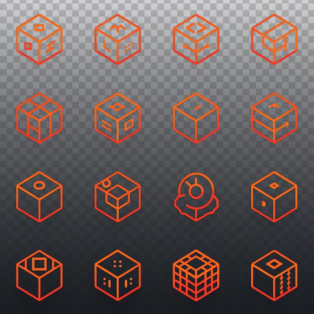 PSD orange and red 3d cubes on a transparent background