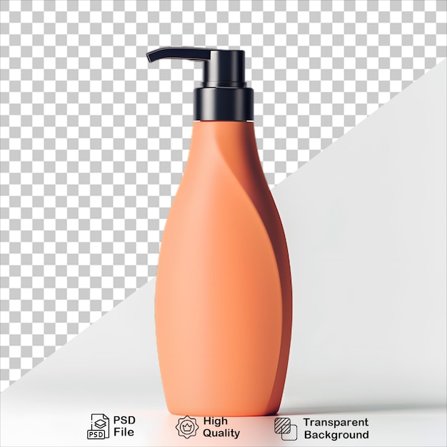 Orange Shampoo Bottle on Clear Transparent Background