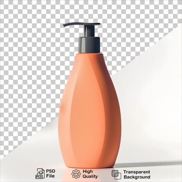 Orange Shampoo Bottle on Clear Transparent Background