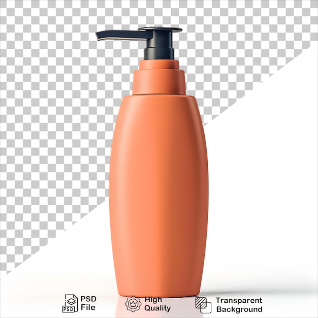 PSD orange shampoo bottle on clear transparent background