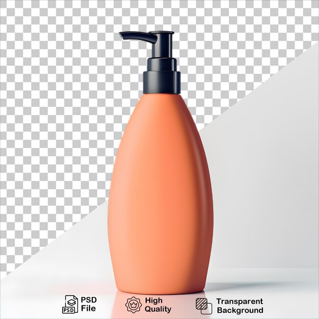 Orange Shampoo Bottle on Clear Transparent Background