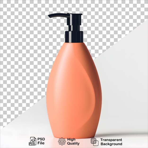 Orange Shampoo Bottle on Clear Transparent Background